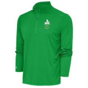 NWT St. Louis Cardinals Antigua Shamrock Tribute Quarter-Zip Pullover Top